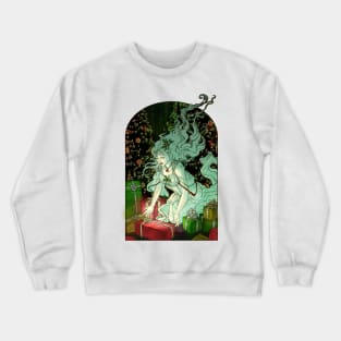 The Gift Giver Lady Goddess with Presents and Christmas Tree Art Nouveau Spirits of Winter Series Crewneck Sweatshirt